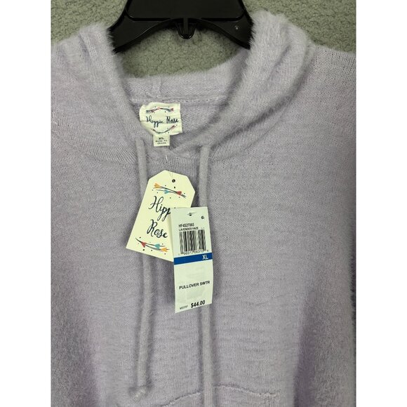 Hippie Rose  Juniors' Fuzzy Dropped-Shoulder Hoodie Lavender HazePurple XL NWT's - Picture 6 of 8